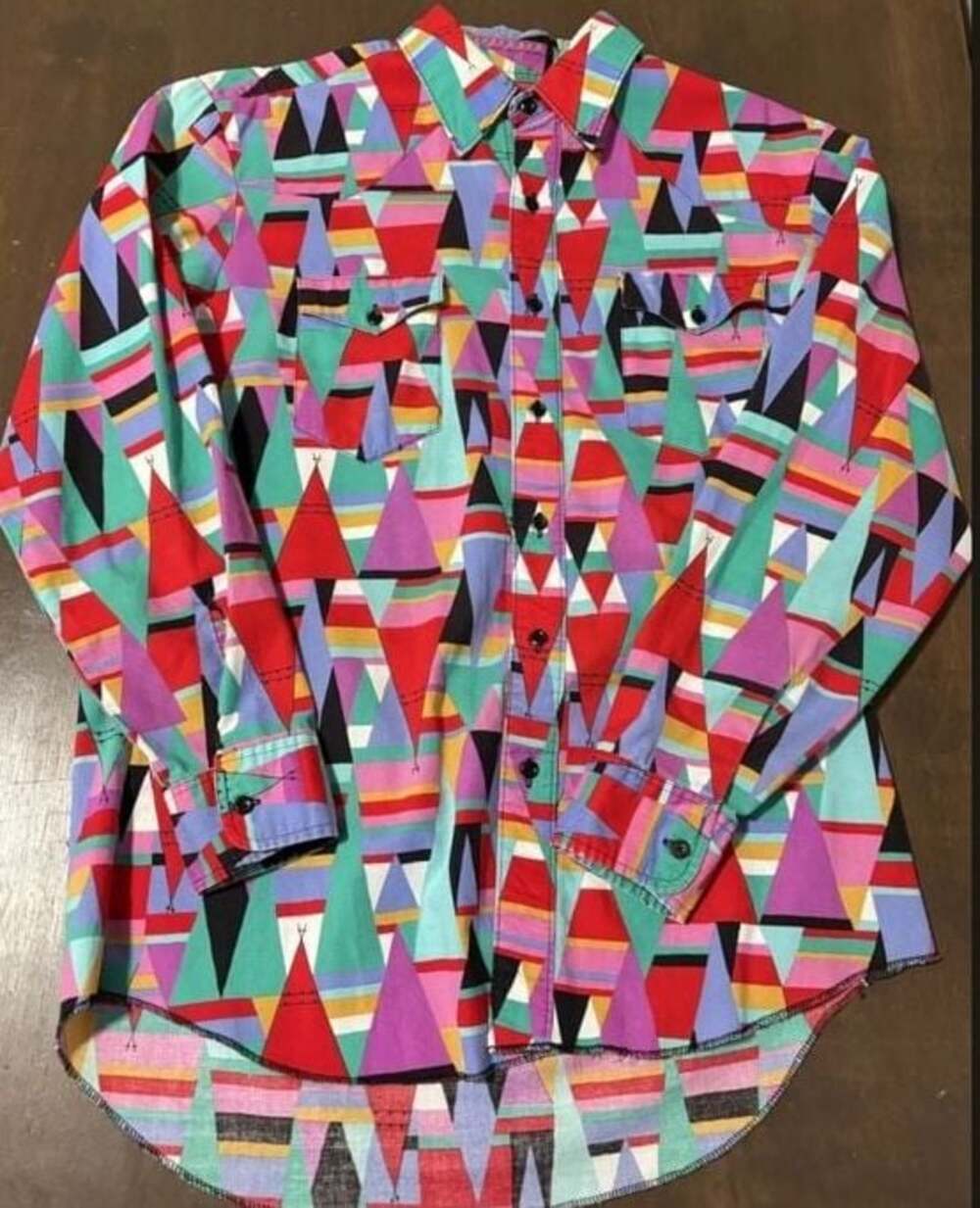 Vtg 80s 90s Wrangler Western Brushhopper TeePee Aztec  X-Long Single Stitch 16-3
